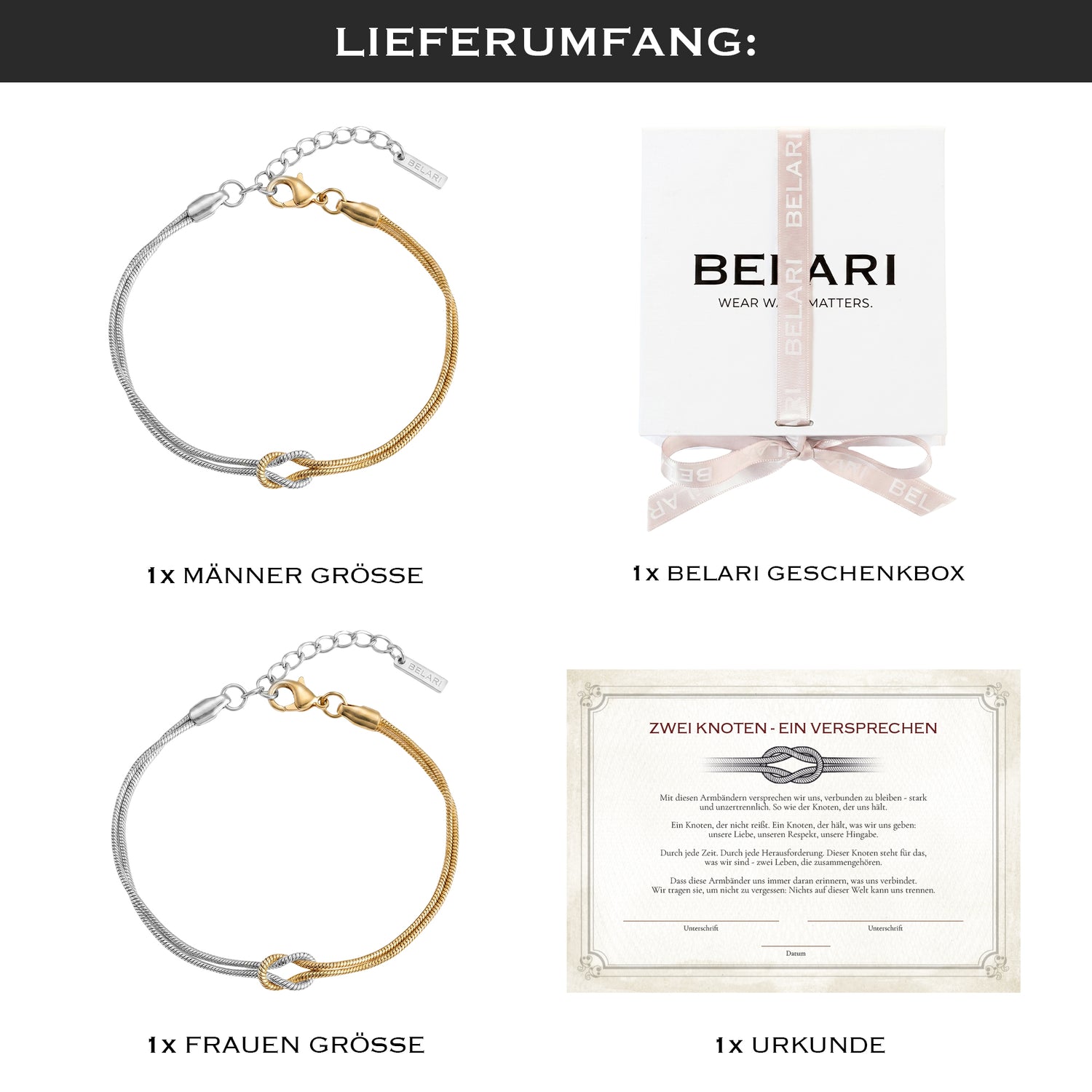 Liebesknoten Armband Set